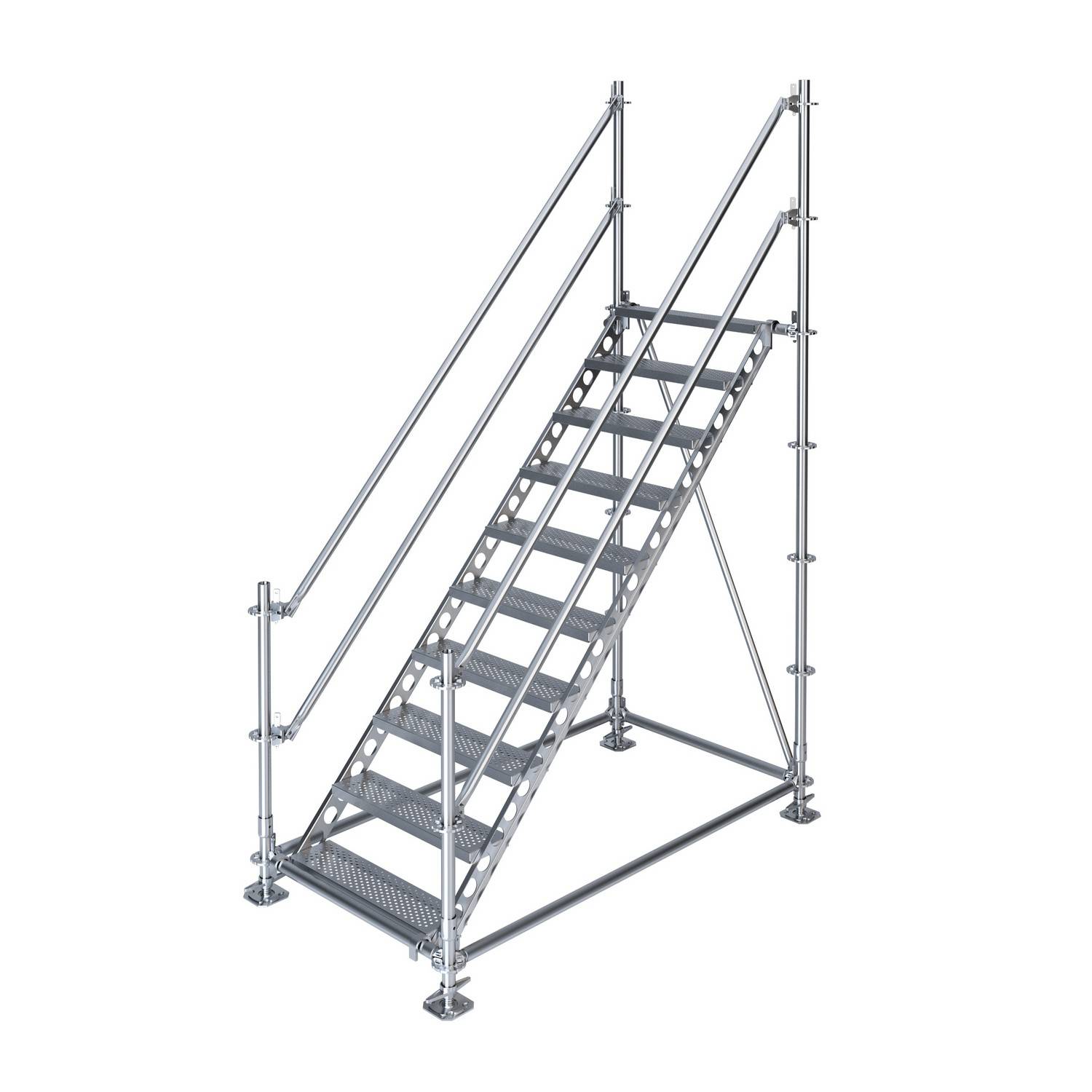 Bautreppe Außentreppe feuerverzinkt für 2 m Höhenunterschied