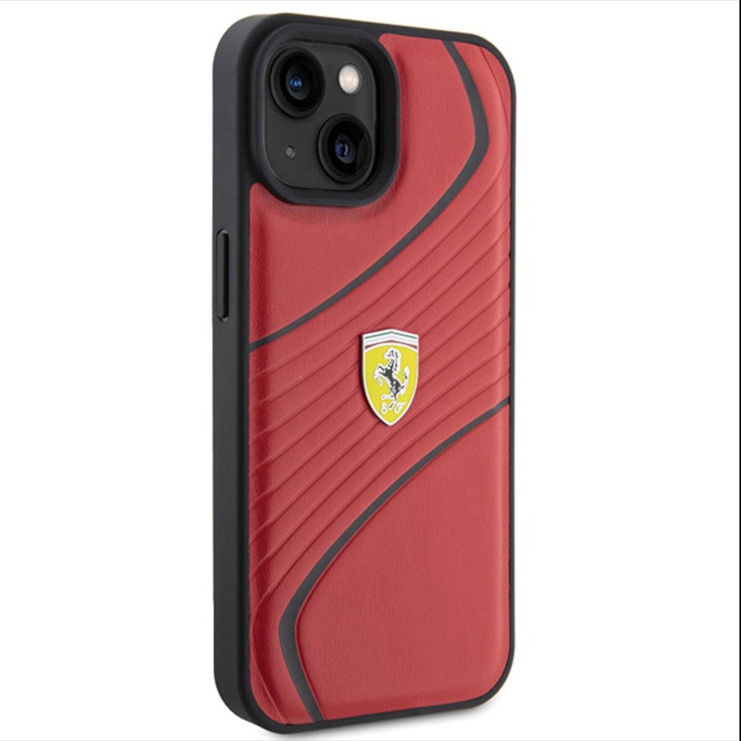 Ferrari Apple iPhone 15 Schutzhülle Case Cover Etuis Twist Metal Logo Rot