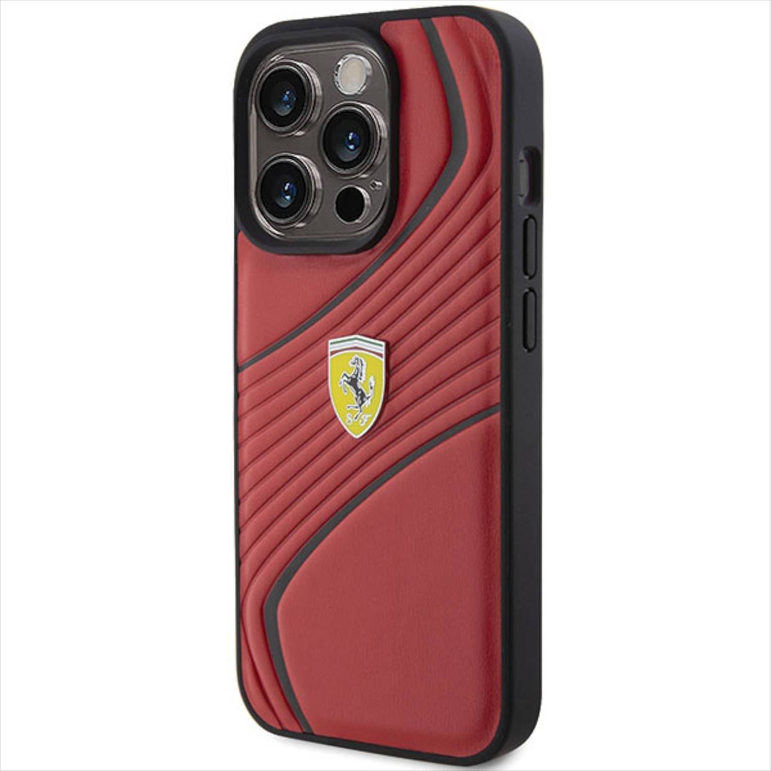 Ferrari Apple iPhone 15 Pro Max Schutzhülle Case Cover Twist Metal Logo Rot