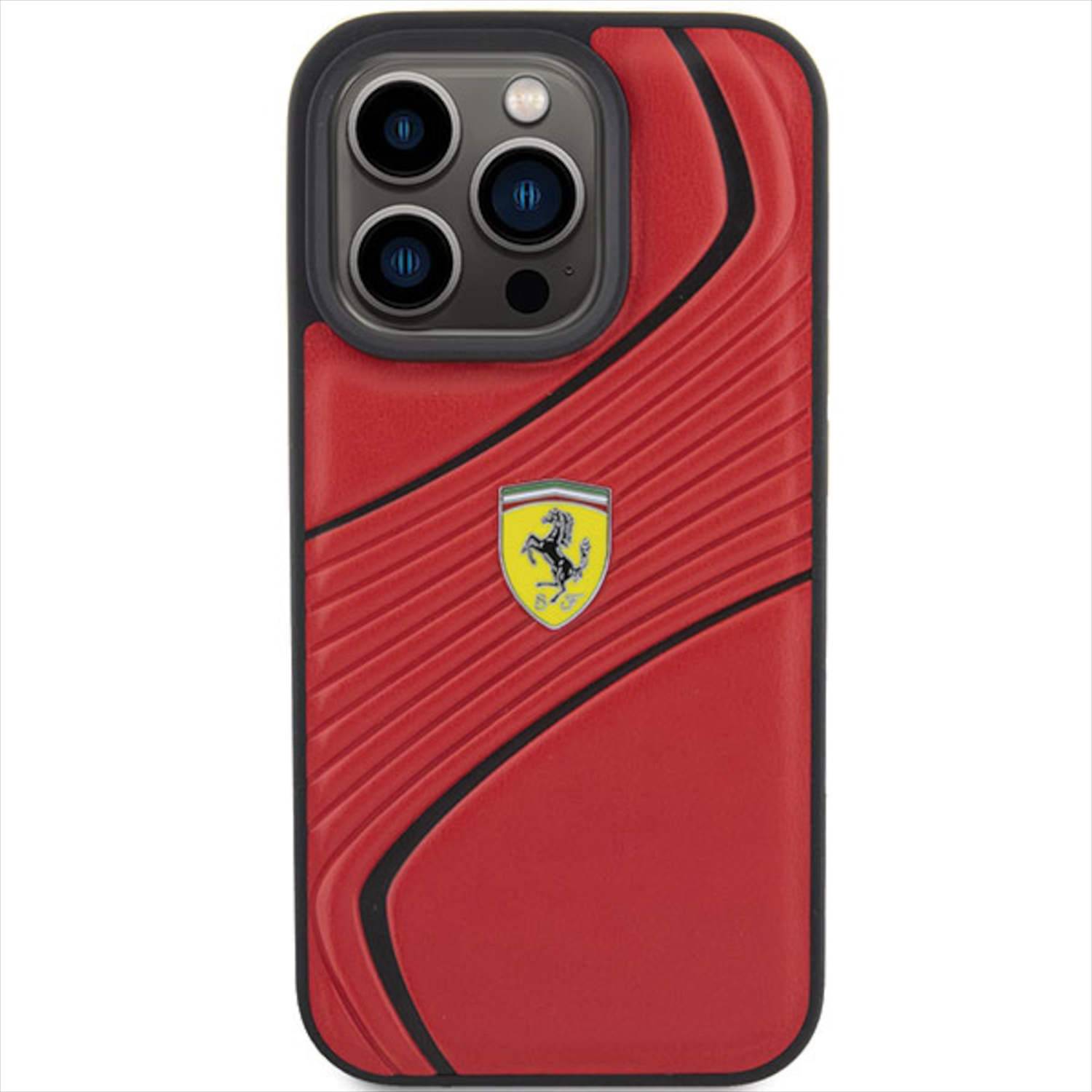 Ferrari Apple iPhone 15 Pro Schutzhülle Case Cover Etuis Twist Metal Logo Rot