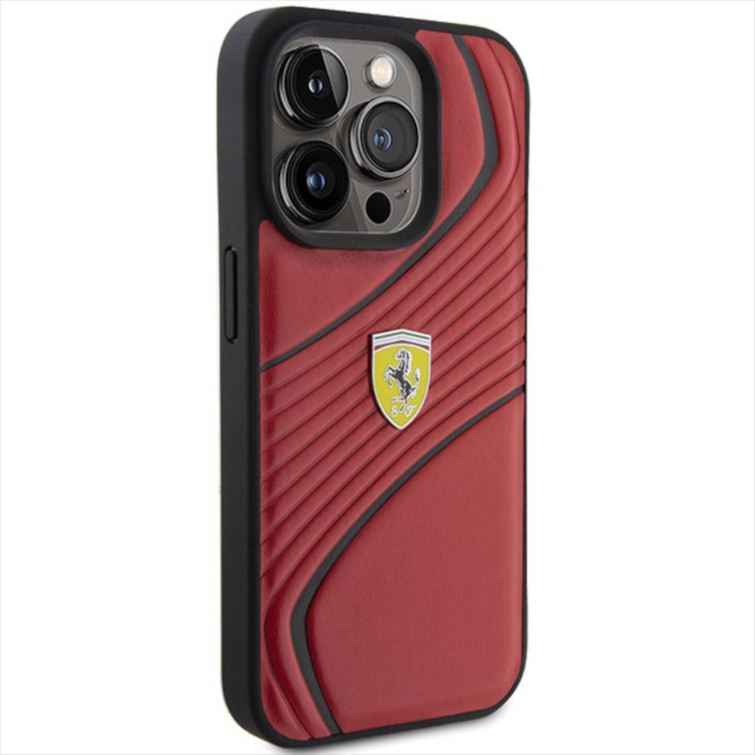 Ferrari Apple iPhone 15 Pro Max Schutzhülle Case Cover Twist Metal Logo Rot