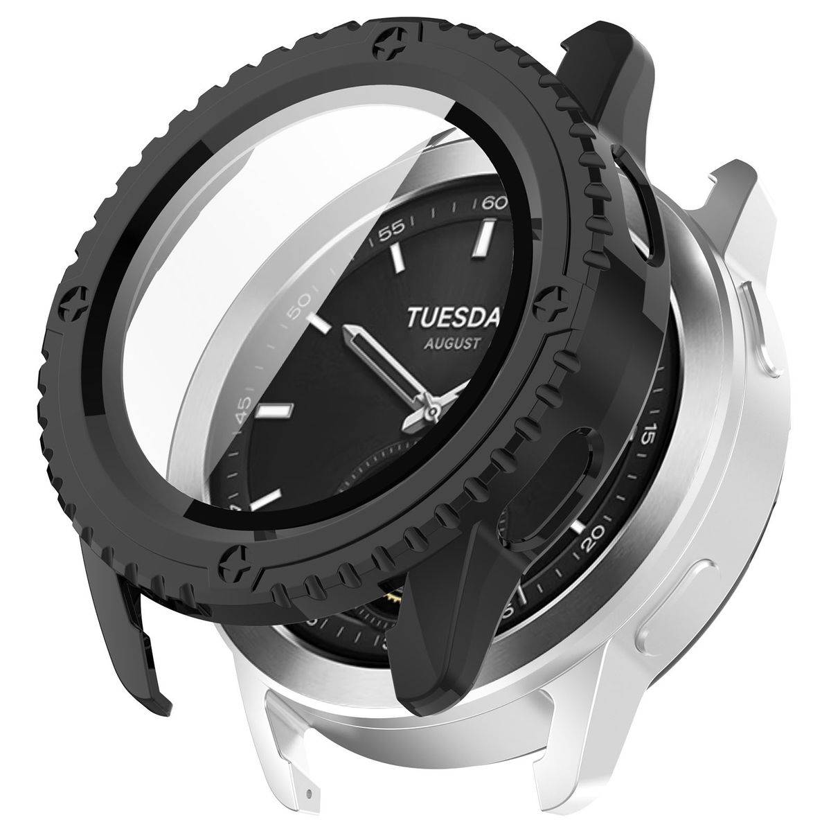 Für Xiaomi Watch S3 Kunststoff Watch Hülle + H9 Schutzglas Schwarz