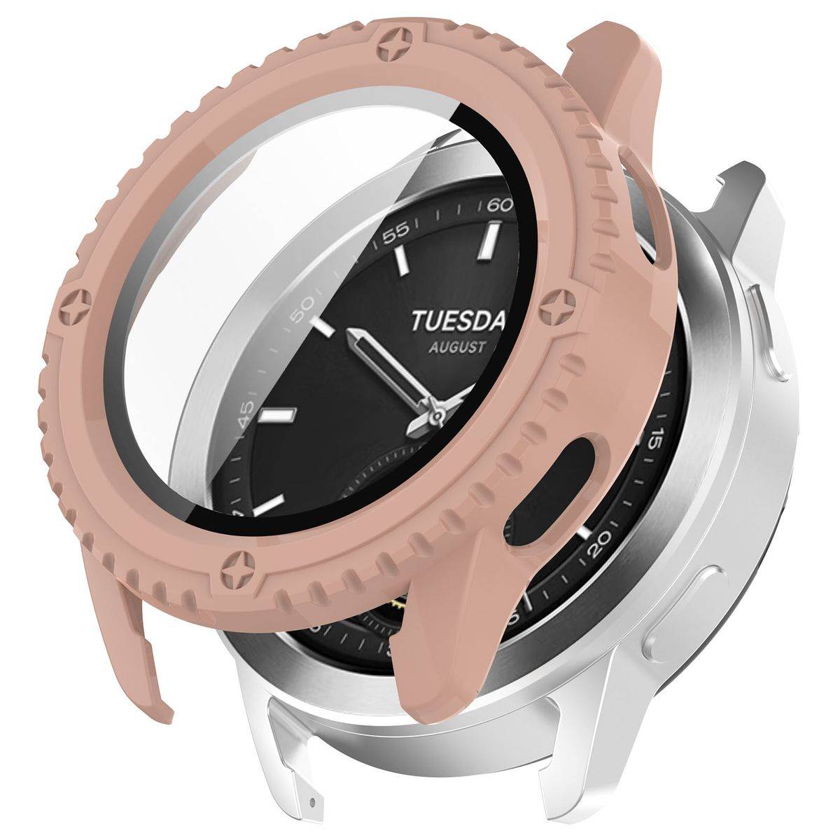 Für Xiaomi Watch S3 Kunststoff Watch Hülle + H9 Hart Schutzglas Pink