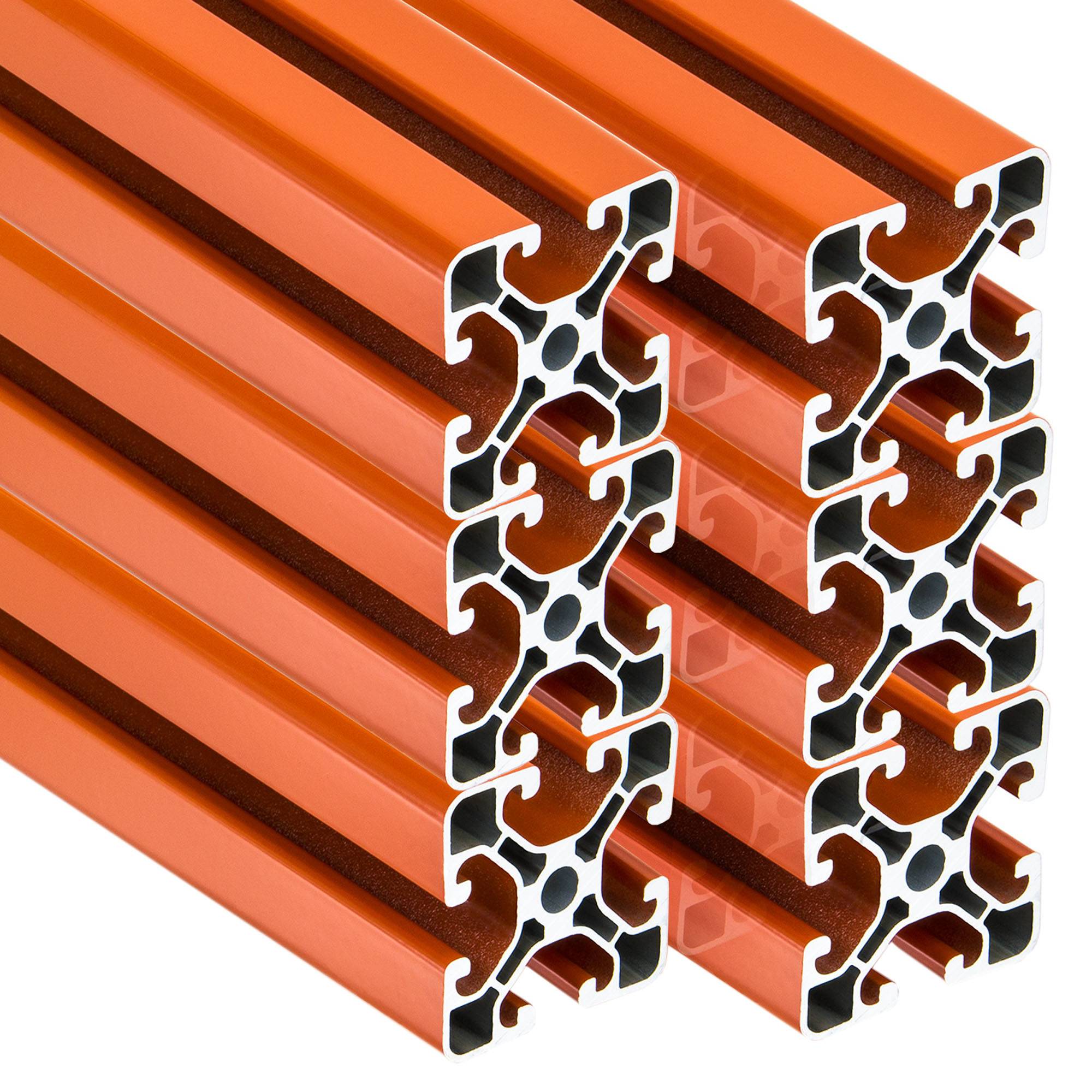 SCHMIDT systemprofile 6 Stück 2000mm Aluminium Profil 40x40mm Nut 8 Strebenprofil Orange 4040 Aluprofil Konstruktionsprofil 2m