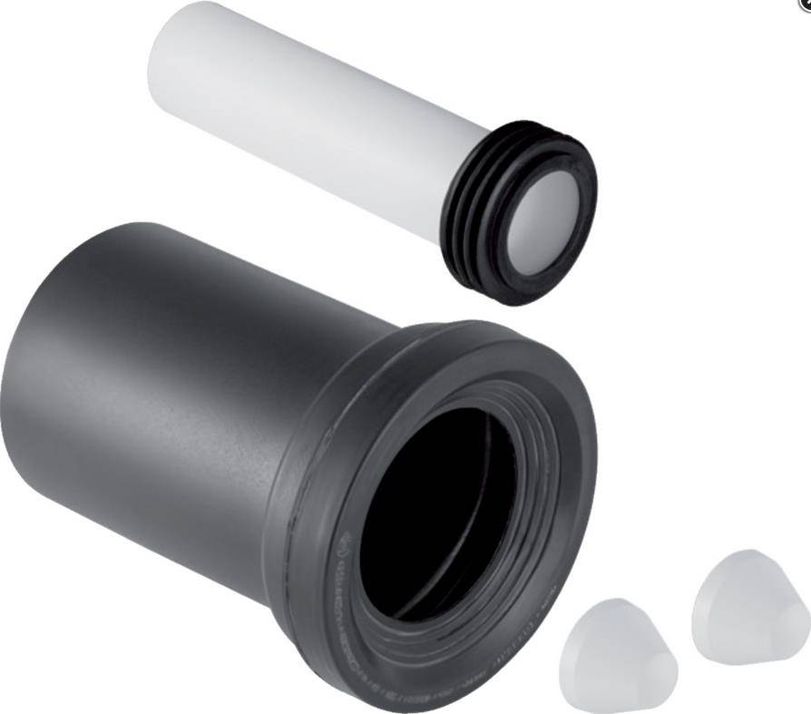 Geberit Anschlussset für Wand-WC PE d90/45 L:18,5 cm mit Deckkappen