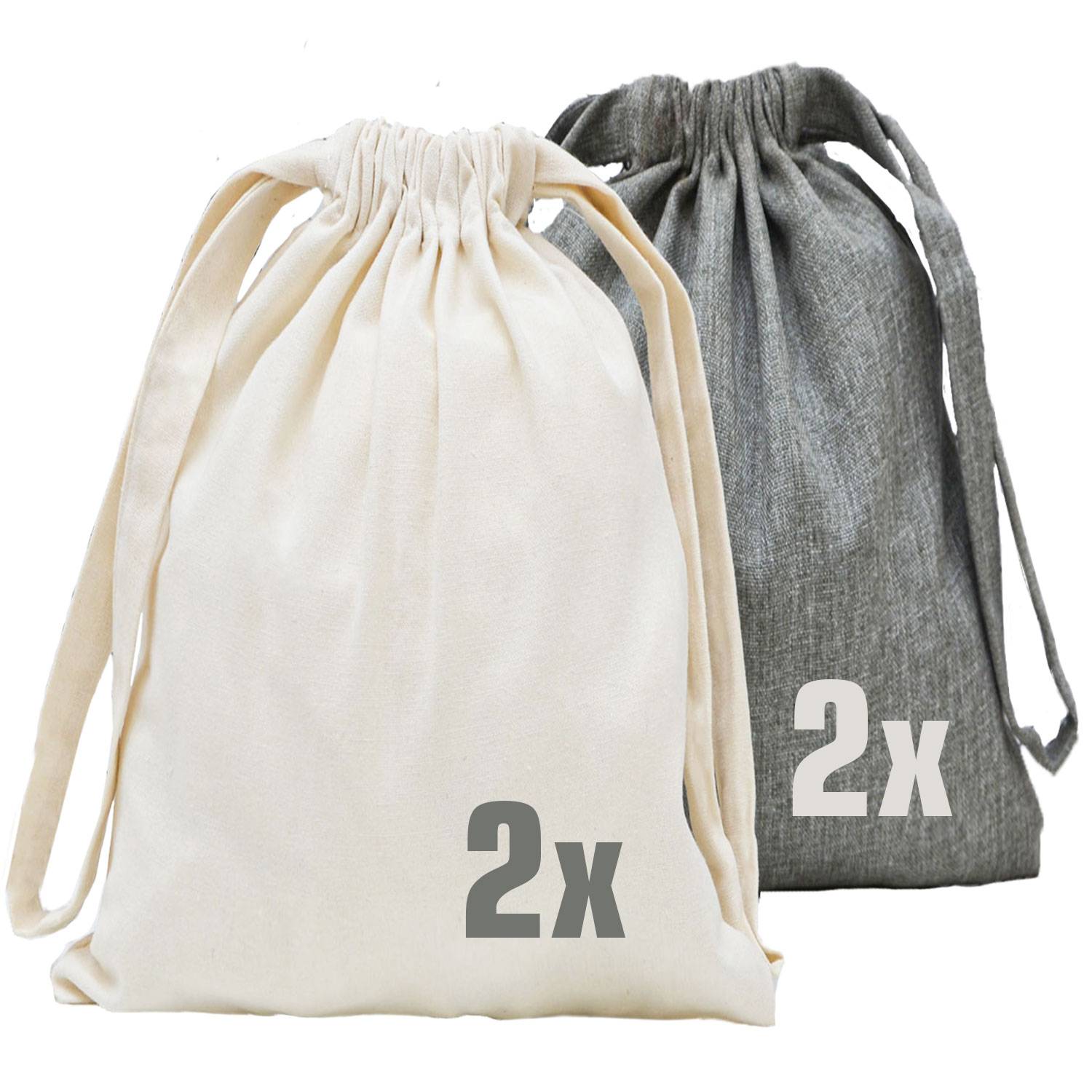 Set van 4 Kerstcadeauzakjes Nordic Stijl - 32x32 Stoffen Kerstmis Zakken Groot