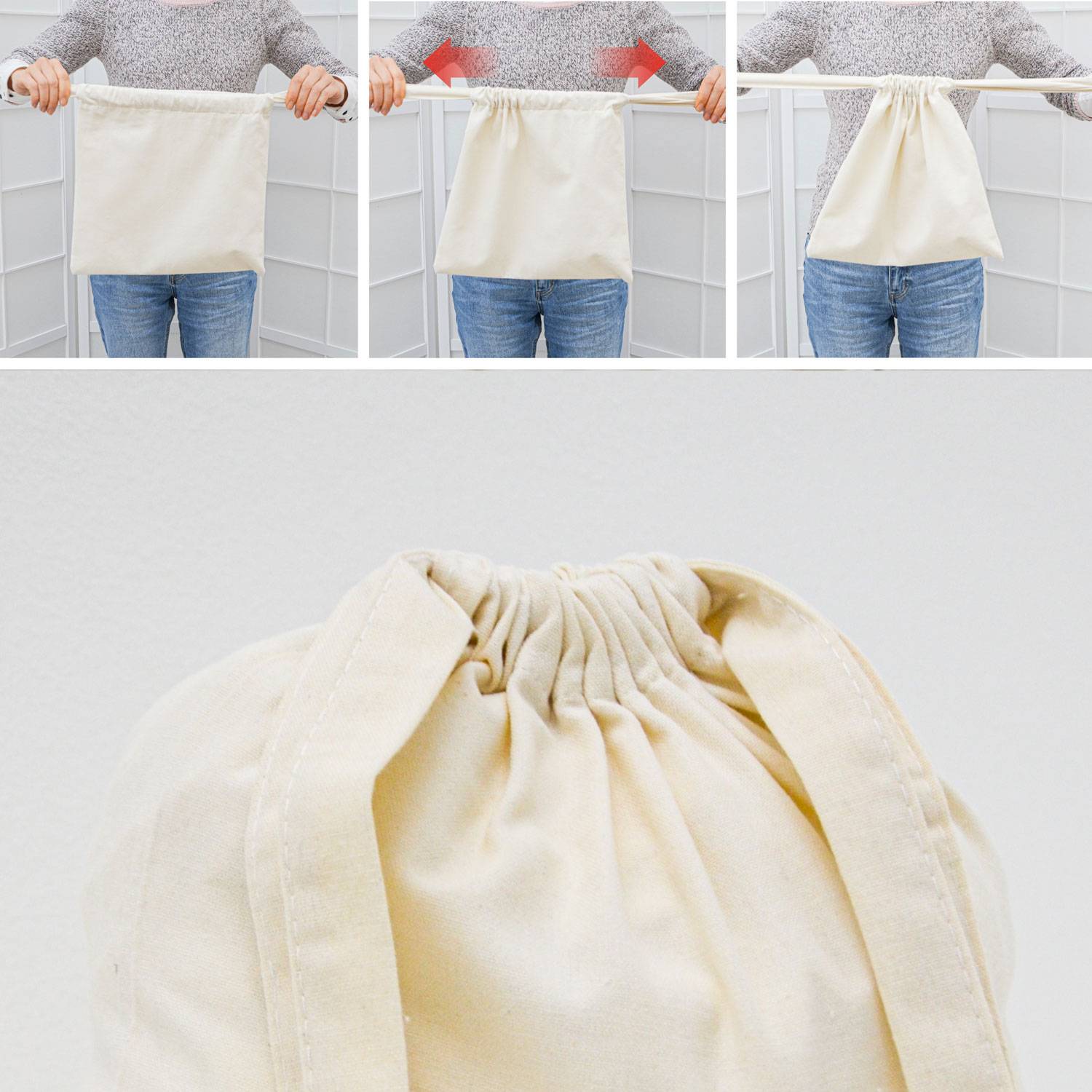 Set van 4 Kerstcadeauzakjes Nordic Stijl - 32x32 Stoffen Kerstmis Zakken Groot