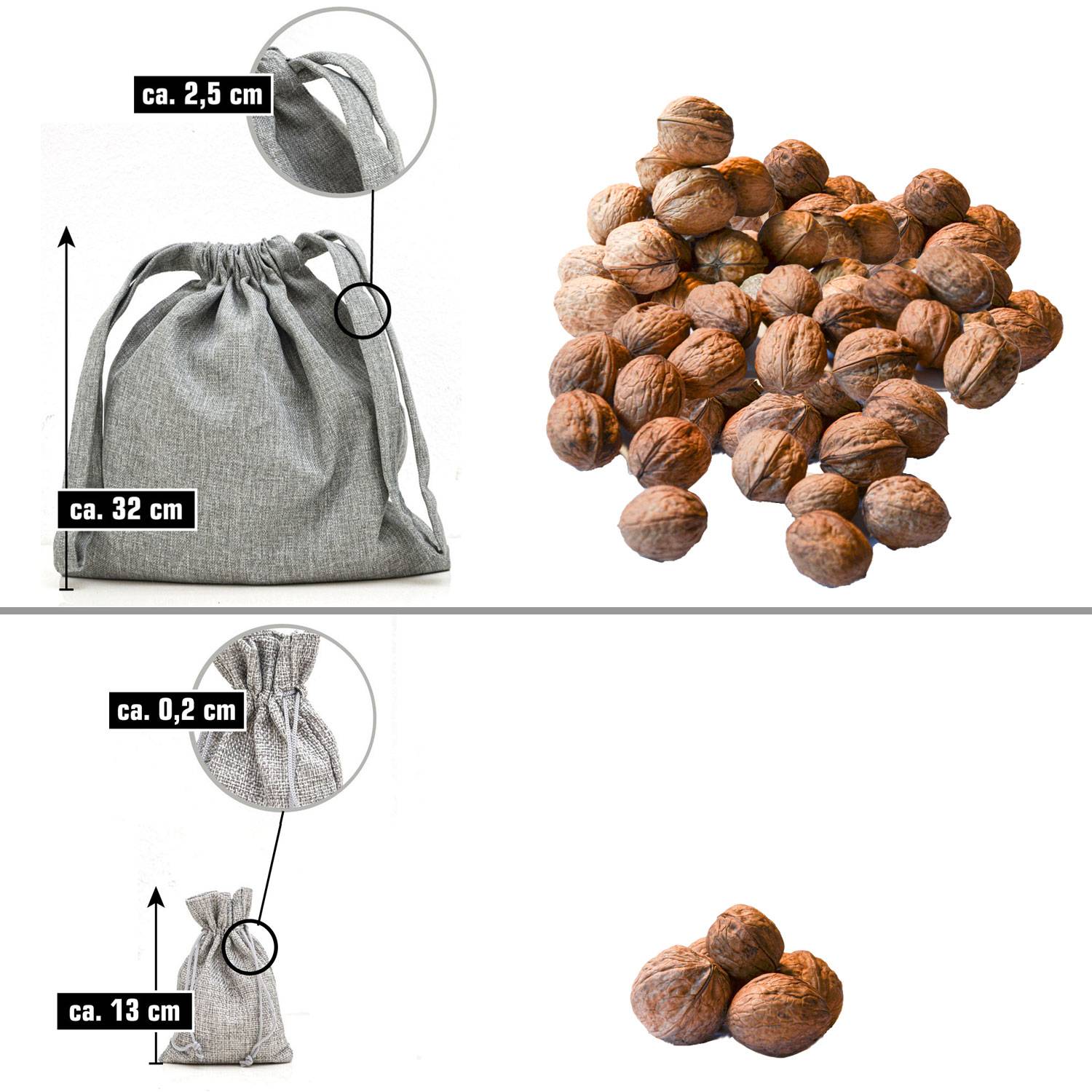 6 Geschenkbeutel Weihnachten - 300 Aufkleber - 32x32 Stoffbeutel Säckchen Groß