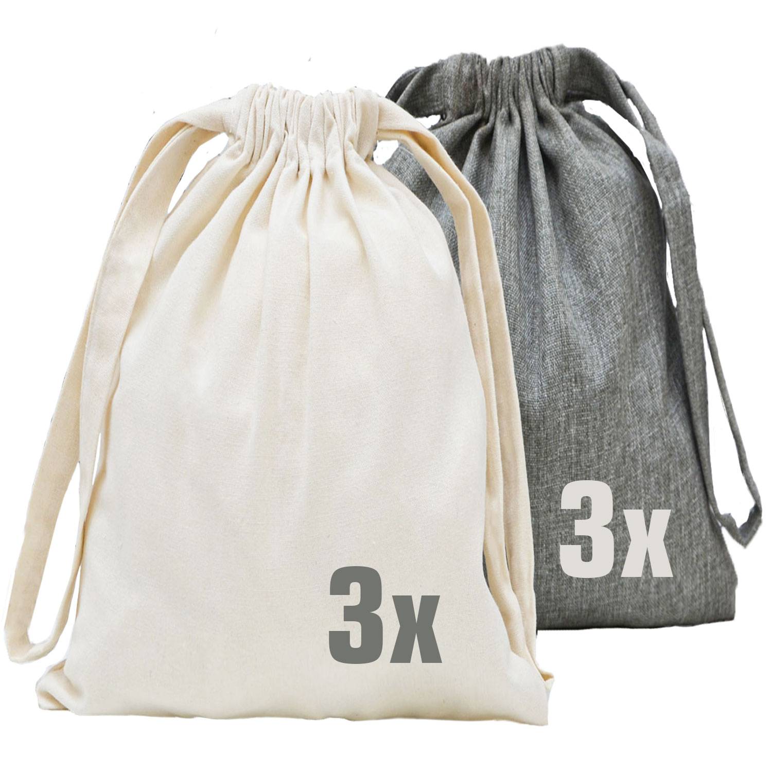 6 Leinen Look Packbeutel - 32x32cm Reisebeutel Packtaschen Koffer Organizer Set