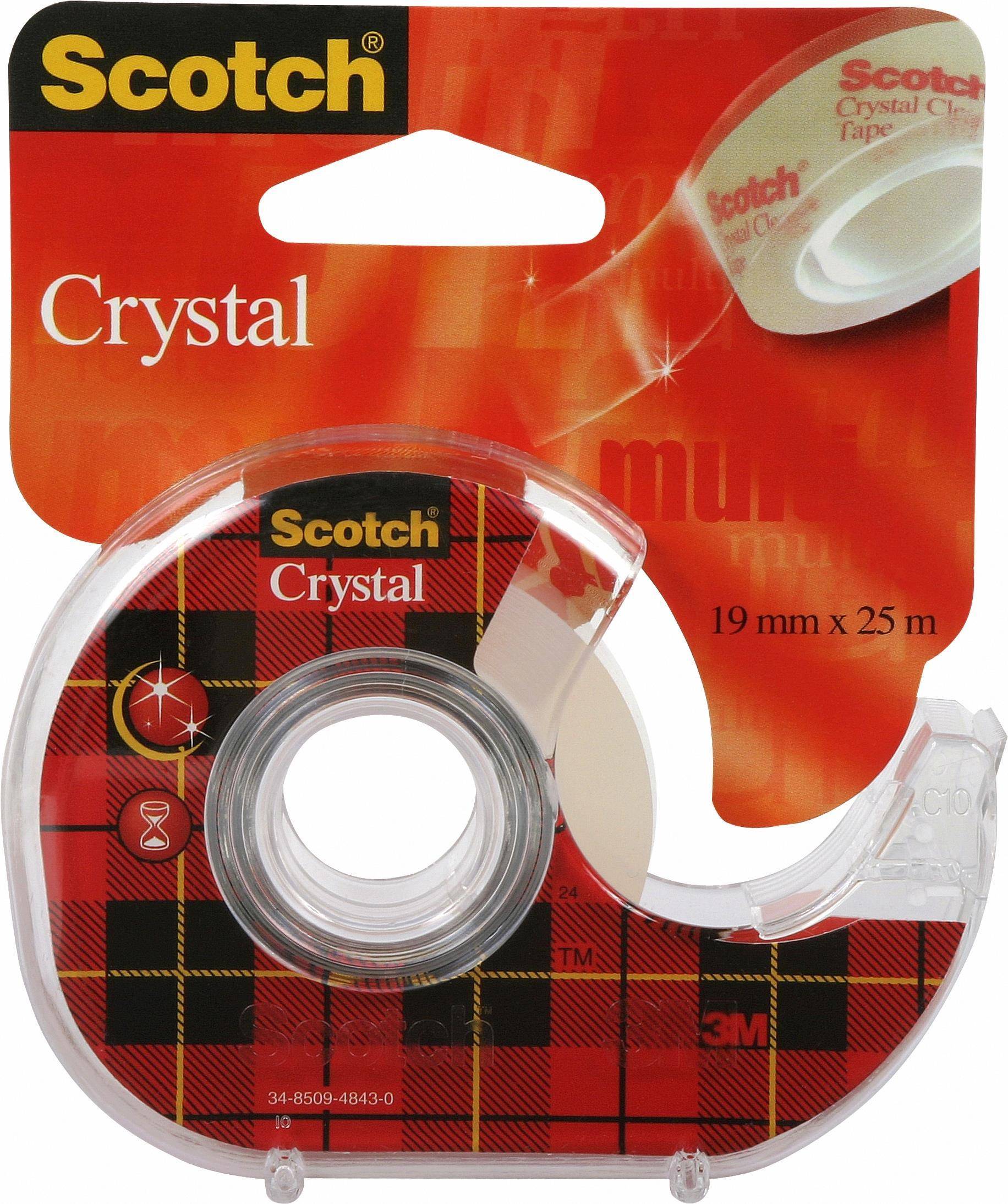 Scotch Handabroller Crystal, transparent, im Handabroller 19 mm x 25 m, hochtransparent, leichtes und geräuschloses