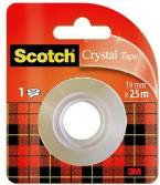 Scotch Klebefilm Crystal, transparent, 19 mm x 25 m hochtransparent, leichtes und geräuschloses Abrollen