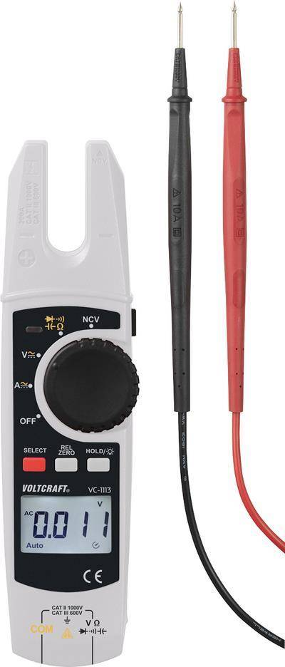 VOLTCRAFT VC-1113 Stromzange digital Prozess-Stromausgabe CAT II 1000 V, CAT III 600 V Anzeige (Counts): 6000