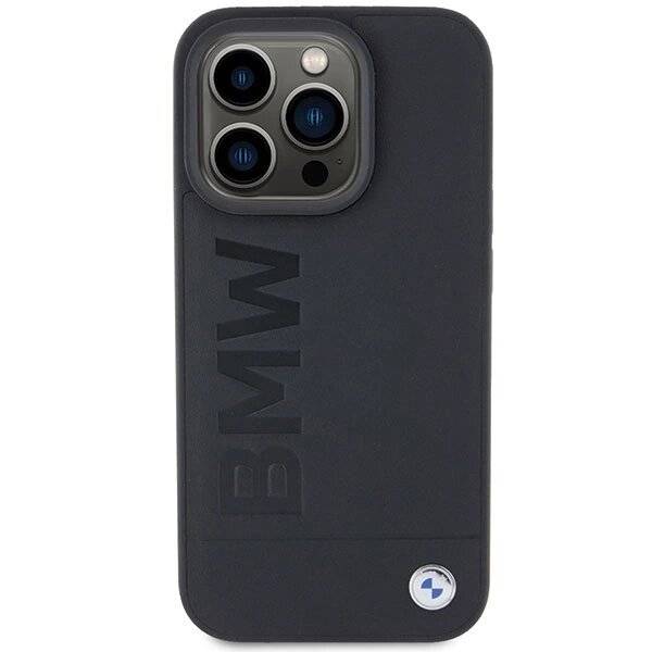 BMW Leder Hot Stamp Hülle iPhone 15 Pro – Schwarz
