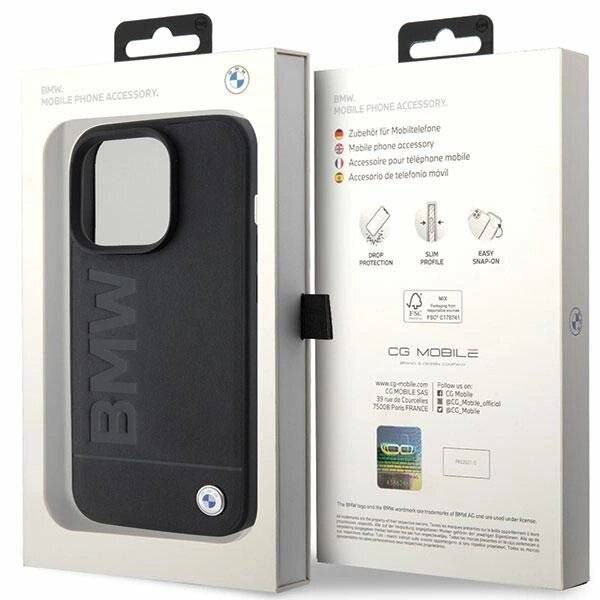 BMW Leder Hot Stamp Hülle iPhone 15 Pro – Schwarz
