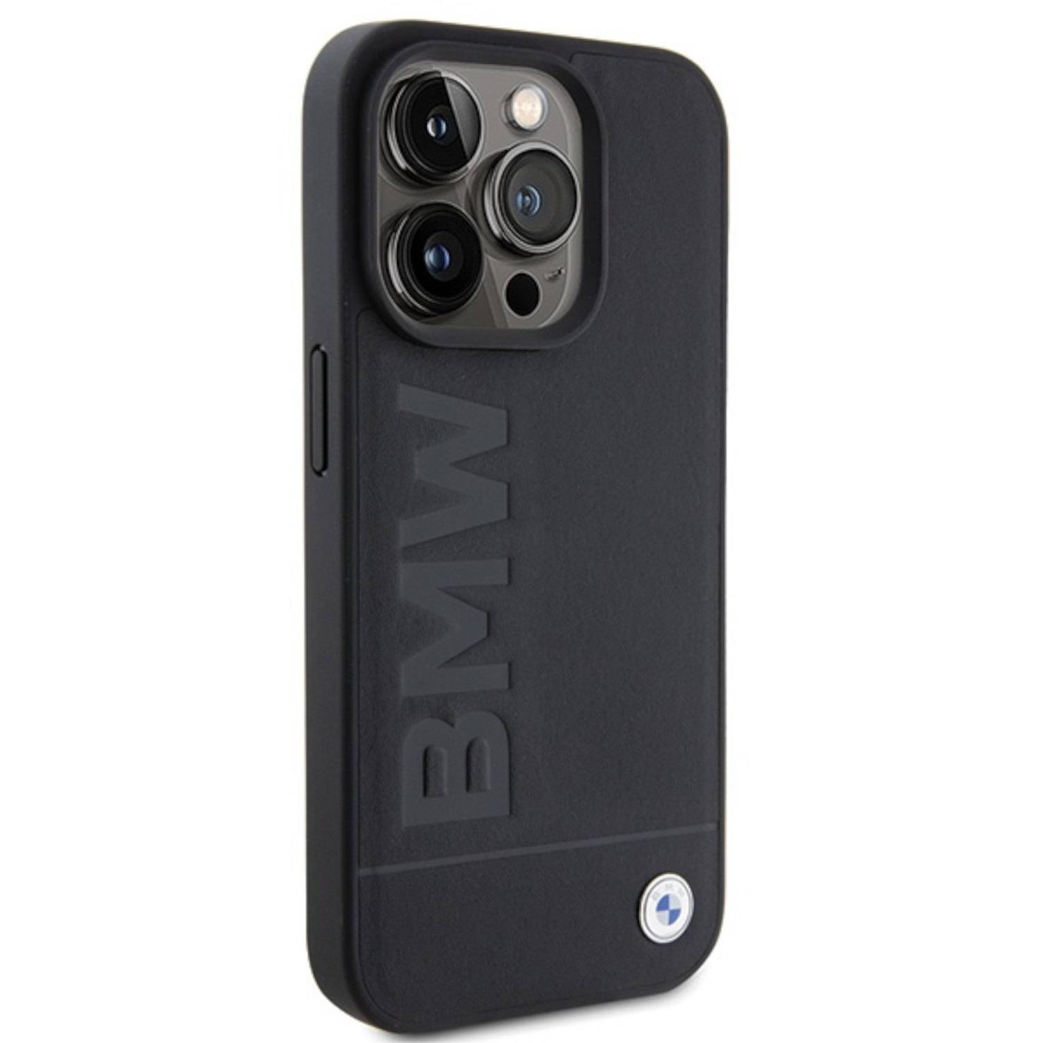 BMW Apple iPhone 15 Pro Schutzhülle Case Cover MagSafe Leather Hot Stamp Schwarz