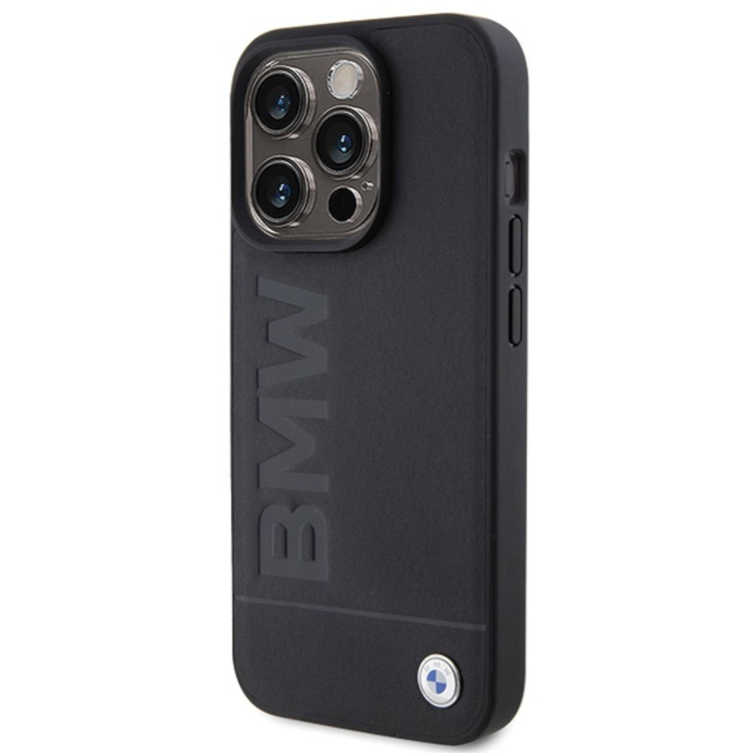 BMW Apple iPhone 15 Pro Schutzhülle Case Cover MagSafe Leather Hot Stamp Schwarz