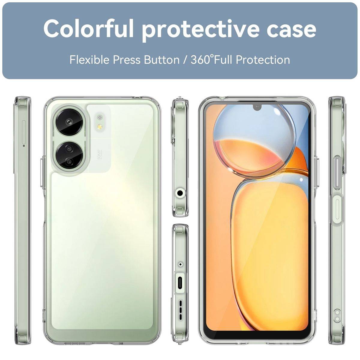 Für Xiaomi Redmi 13C TPU Schutz Handy Hülle Case Cover Transparent