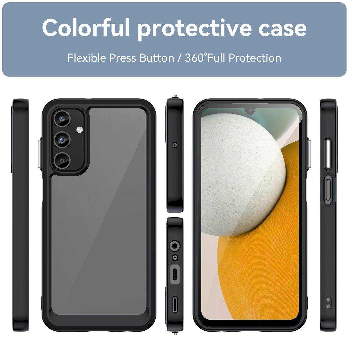 Für Samsung Galaxy A15 TPU Acryl Schutz Handy Hülle Case Cover Schwarz