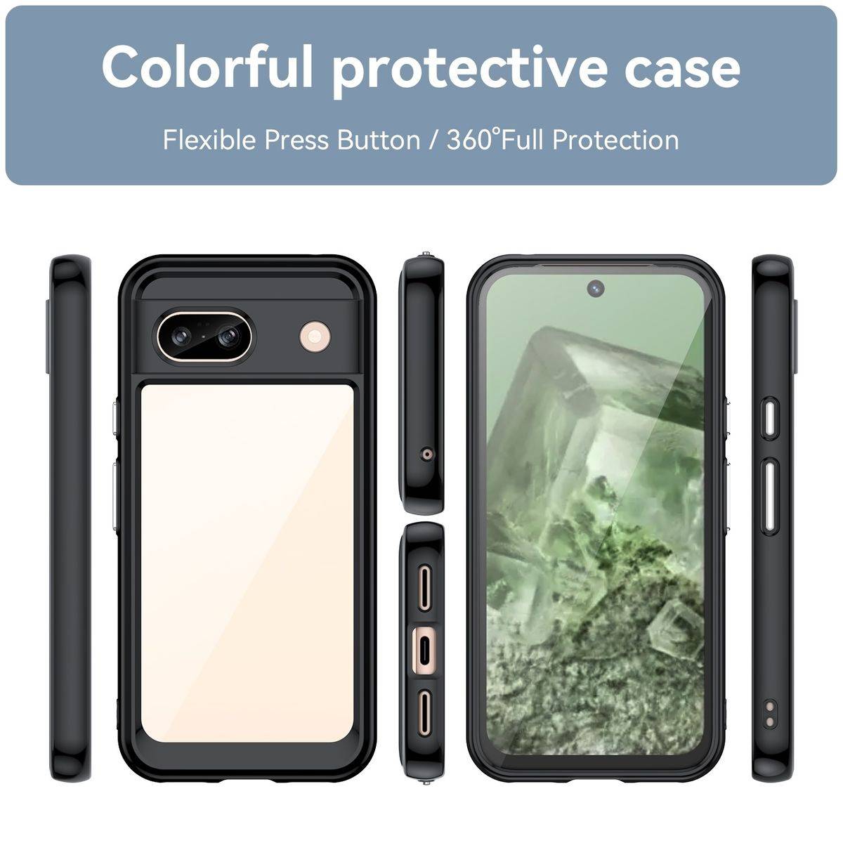 Für Google Pixel 8a TPU Acryl Schutz Handy Hülle Case Cover Schwarz