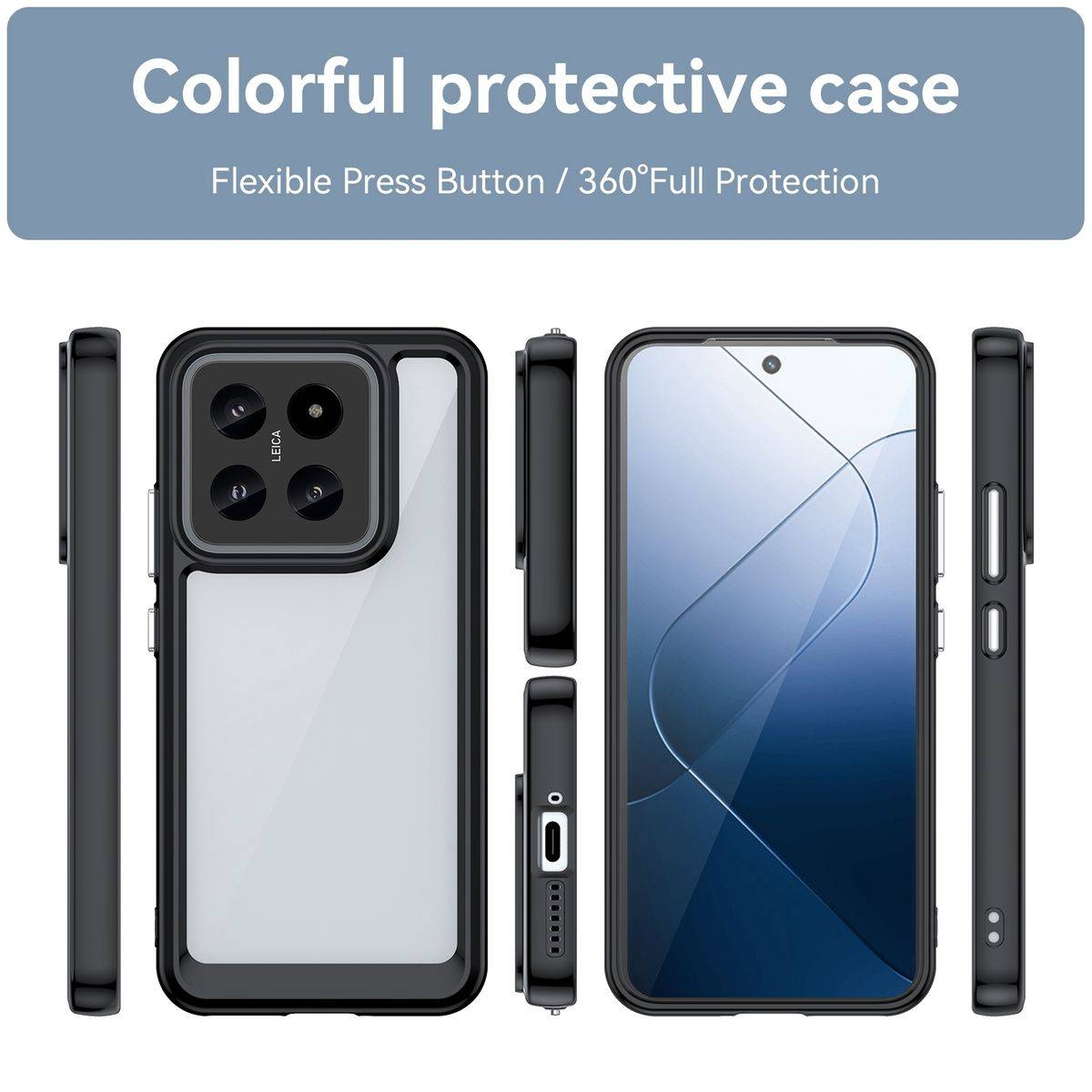 Für Xiaomi 14 Pro TPU / Acryl Schutz Handy Hülle Case Cover Schwarz