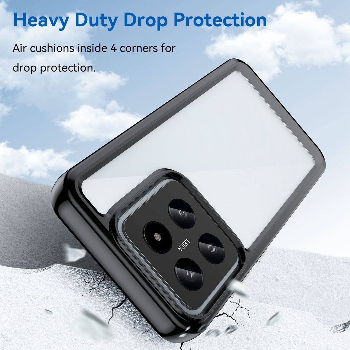 Für Xiaomi 14 Pro TPU / Acryl Schutz Handy Hülle Case Cover Schwarz