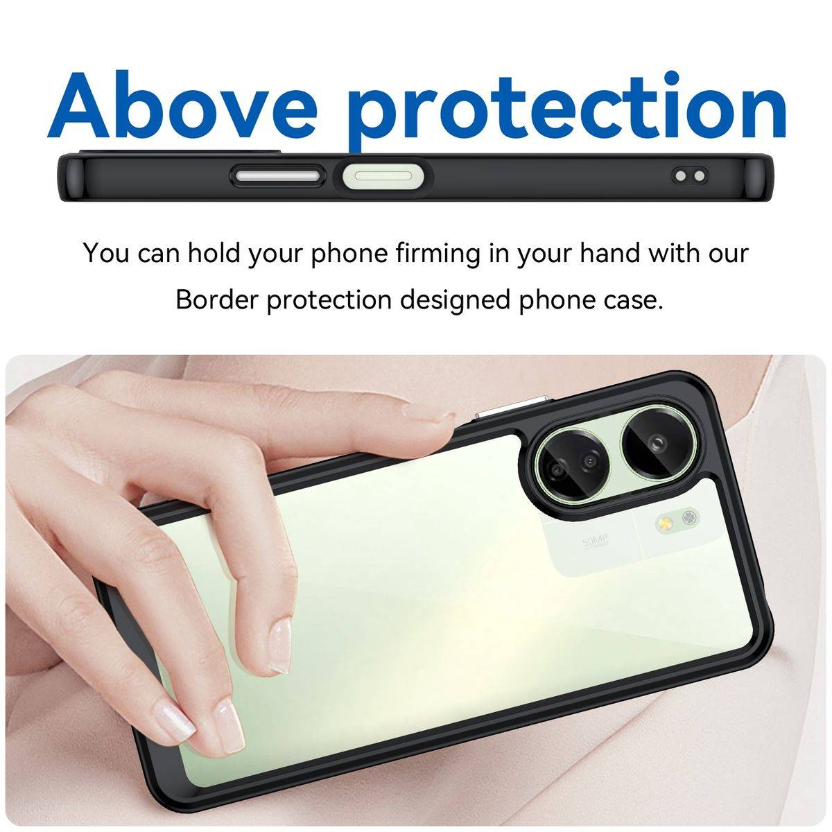 Für Xiaomi Redmi 13C TPU / Acryl Schutz Handy Hülle Case Cover Schwarz