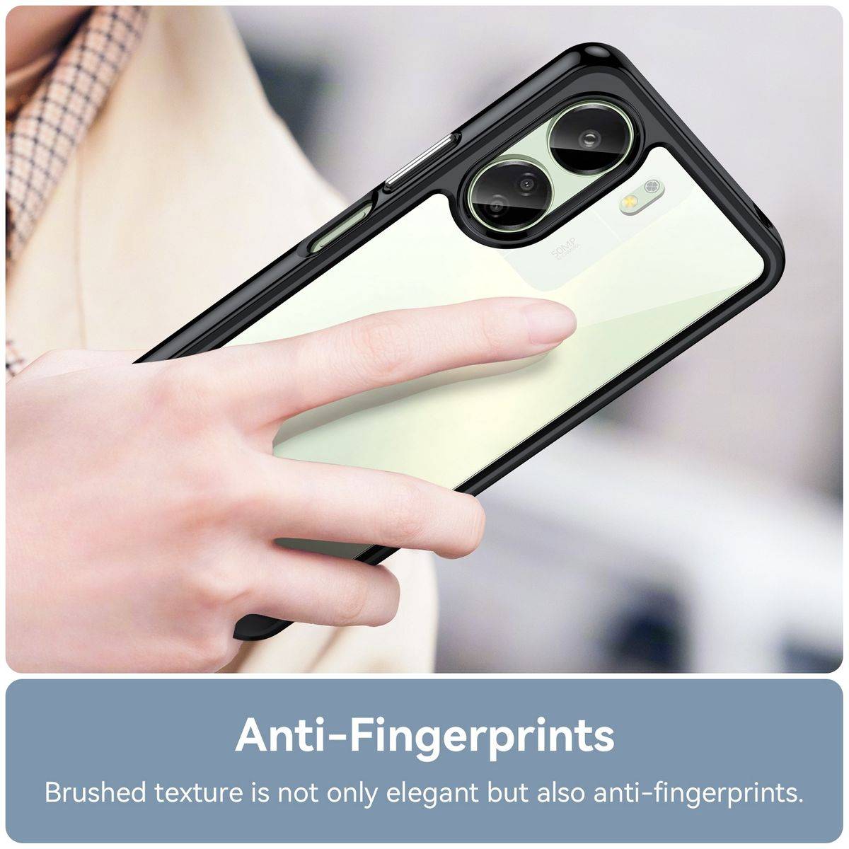 Für Xiaomi Redmi 13C TPU / Acryl Schutz Handy Hülle Case Cover Schwarz