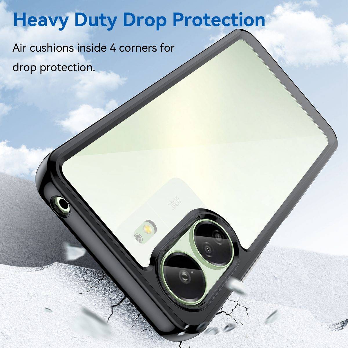 Für Xiaomi Redmi 13C TPU / Acryl Schutz Handy Hülle Case Cover Schwarz