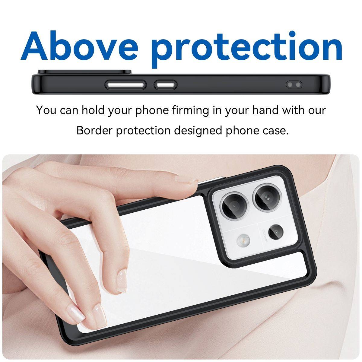 Für Xiaomi Redmi Note 13 Pro / Poco X6 TPU Acryl Handy Hülle Schwarz