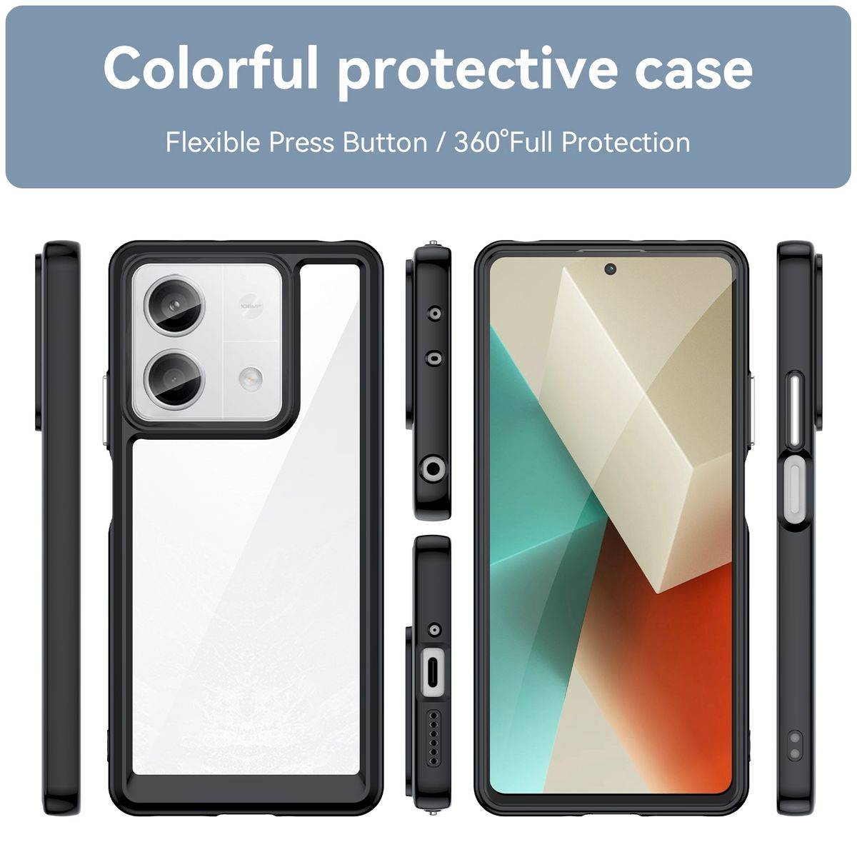 Für Xiaomi Redmi Note 13 TPU / Acryl Handy Hülle Case Cover Schwarz