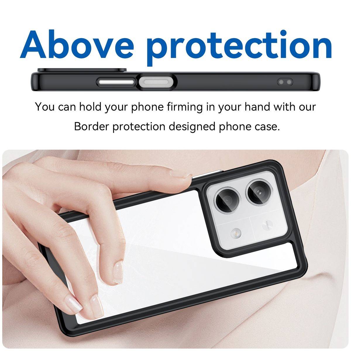 Für Xiaomi Redmi Note 13 TPU / Acryl Handy Hülle Case Cover Schwarz