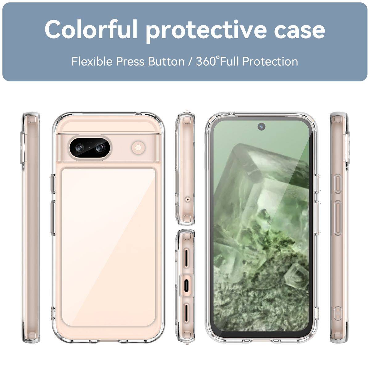 Für Google Pixel 8a TPU / Acryl Schutz Handy Hülle Case Transparent
