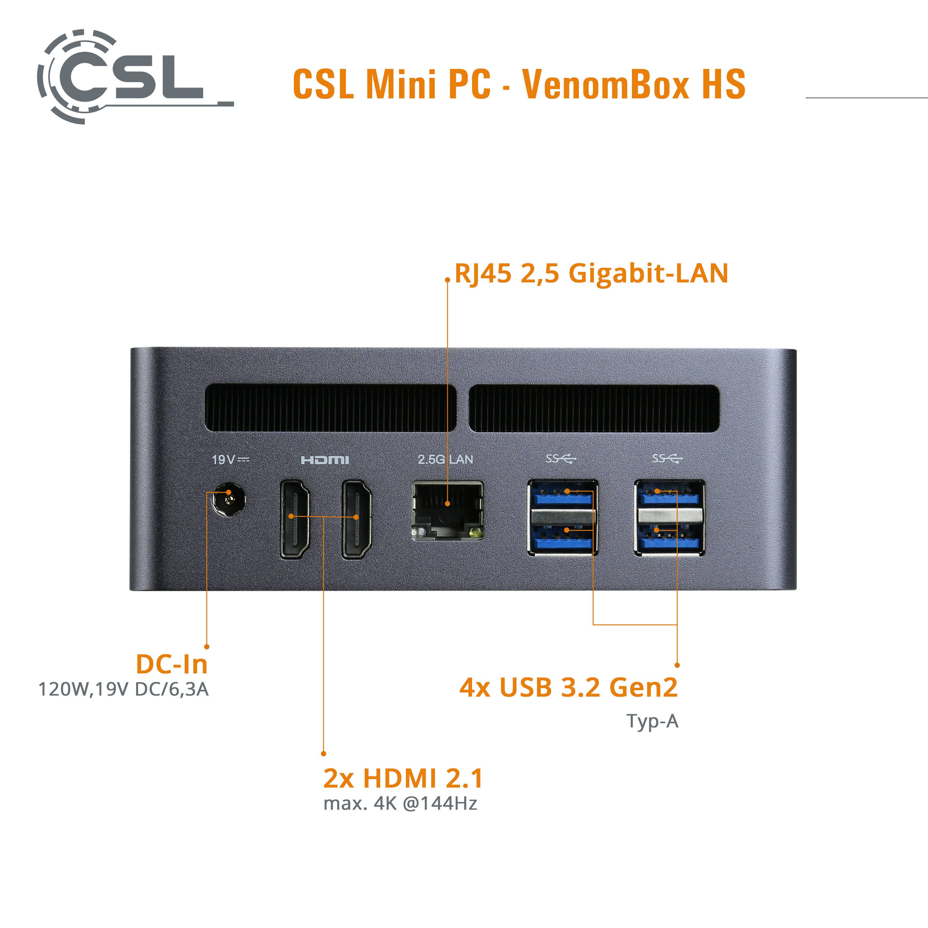 Mini PC - CSL VenomBox HS / 32GB / 1000 GB M.2 SSD / Win 11 Home