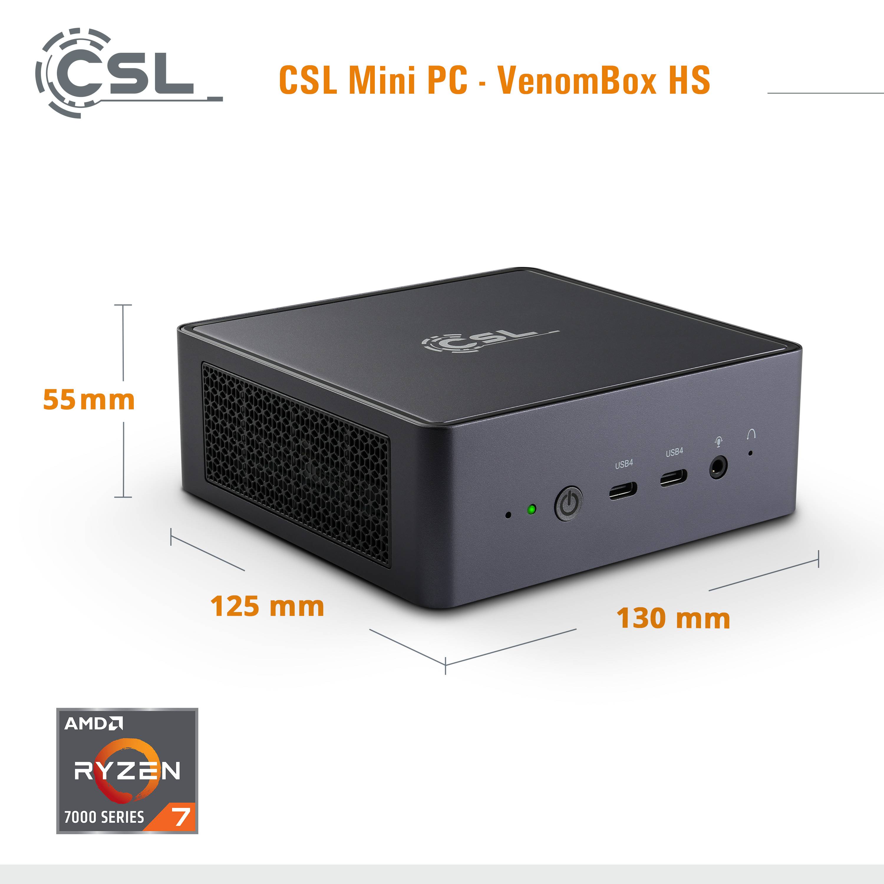 Mini PC - CSL VenomBox HS / 32GB / 1000 GB M.2 SSD / Win 11 Home
