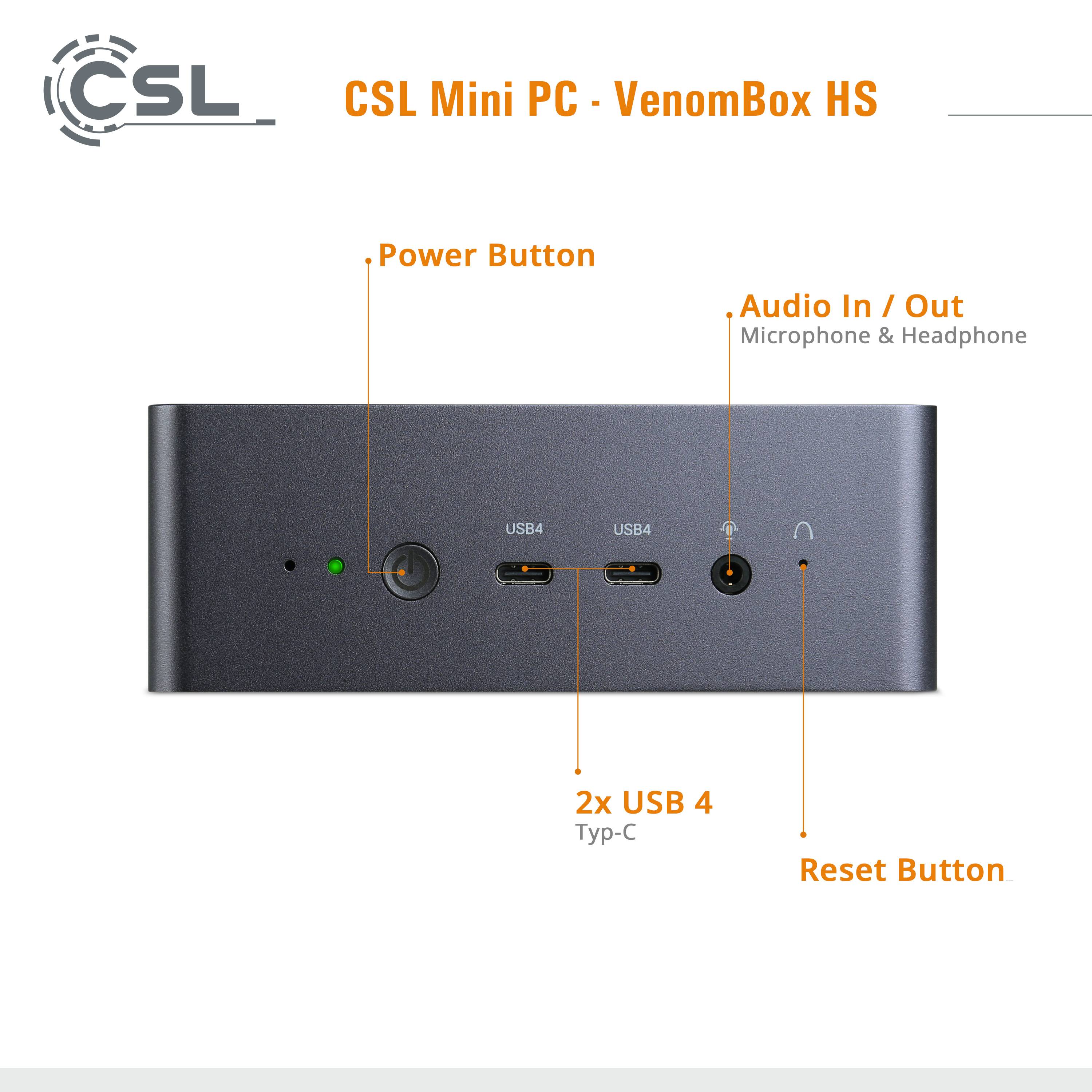 Mini PC - CSL VenomBox HS / 32GB / 1000 GB M.2 SSD / Win 11 Home