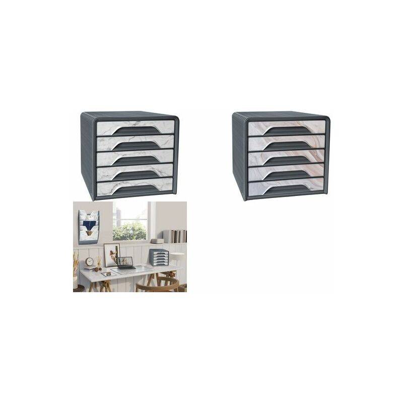 CEP Schubladenbox mineral, 5 Schübe, hellgrauer Marmor