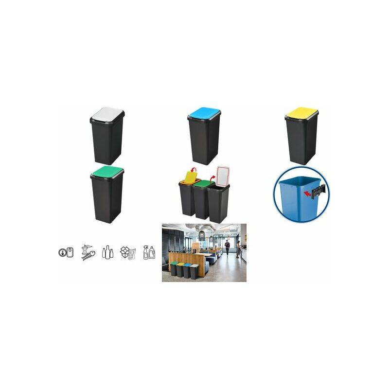 CEP Mülltrennungsbehälter Touch & Lift, 45 Liter, weiß