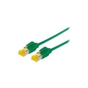Patchkabel S/FTP, PiMF, Cat 6a, grün, 7,5 m Für 10 Gigabit/s, halogenfrei, mit Draka-Kabel und Hirosesteckern TM31