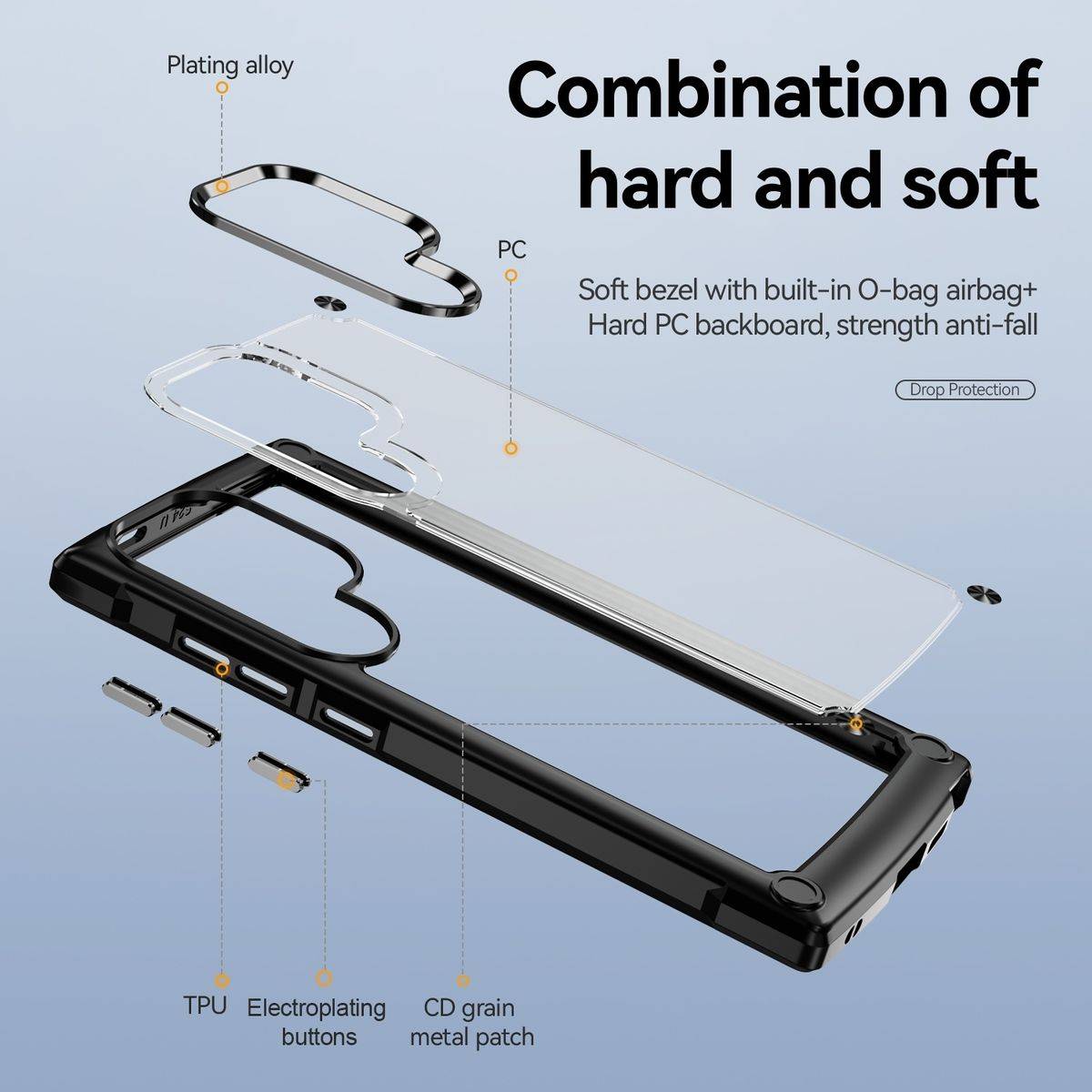 Für Samsung Galaxy S24 Ultra Schock TPU / PC verstärkte Ränder Hülle