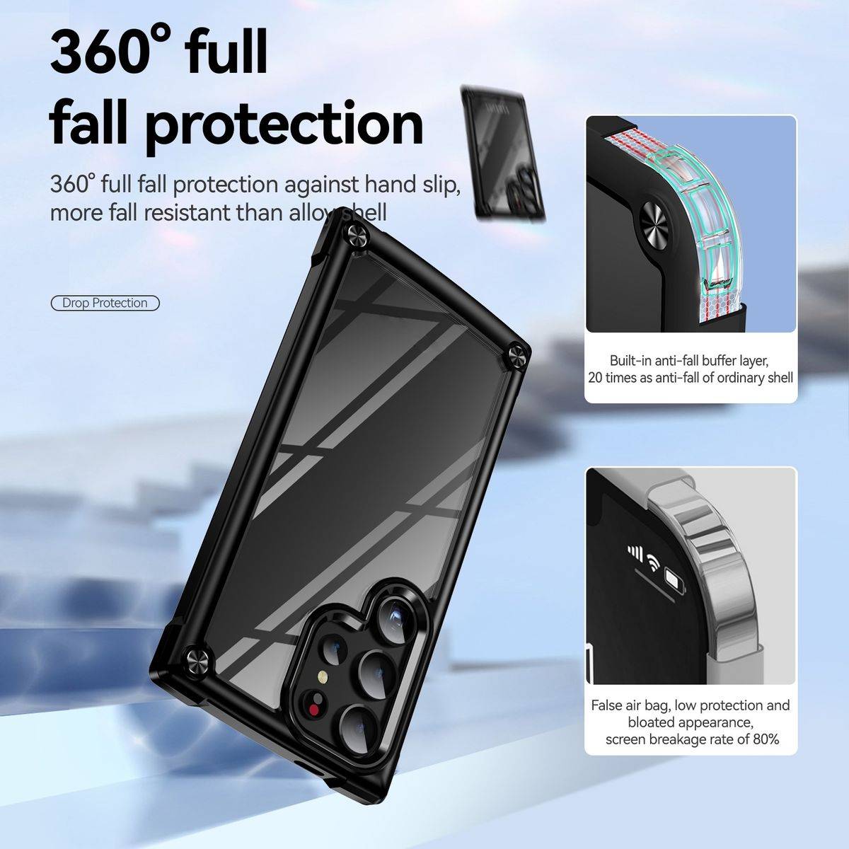 Für Samsung Galaxy S24 Ultra Schock TPU / PC verstärkte Ränder Hülle