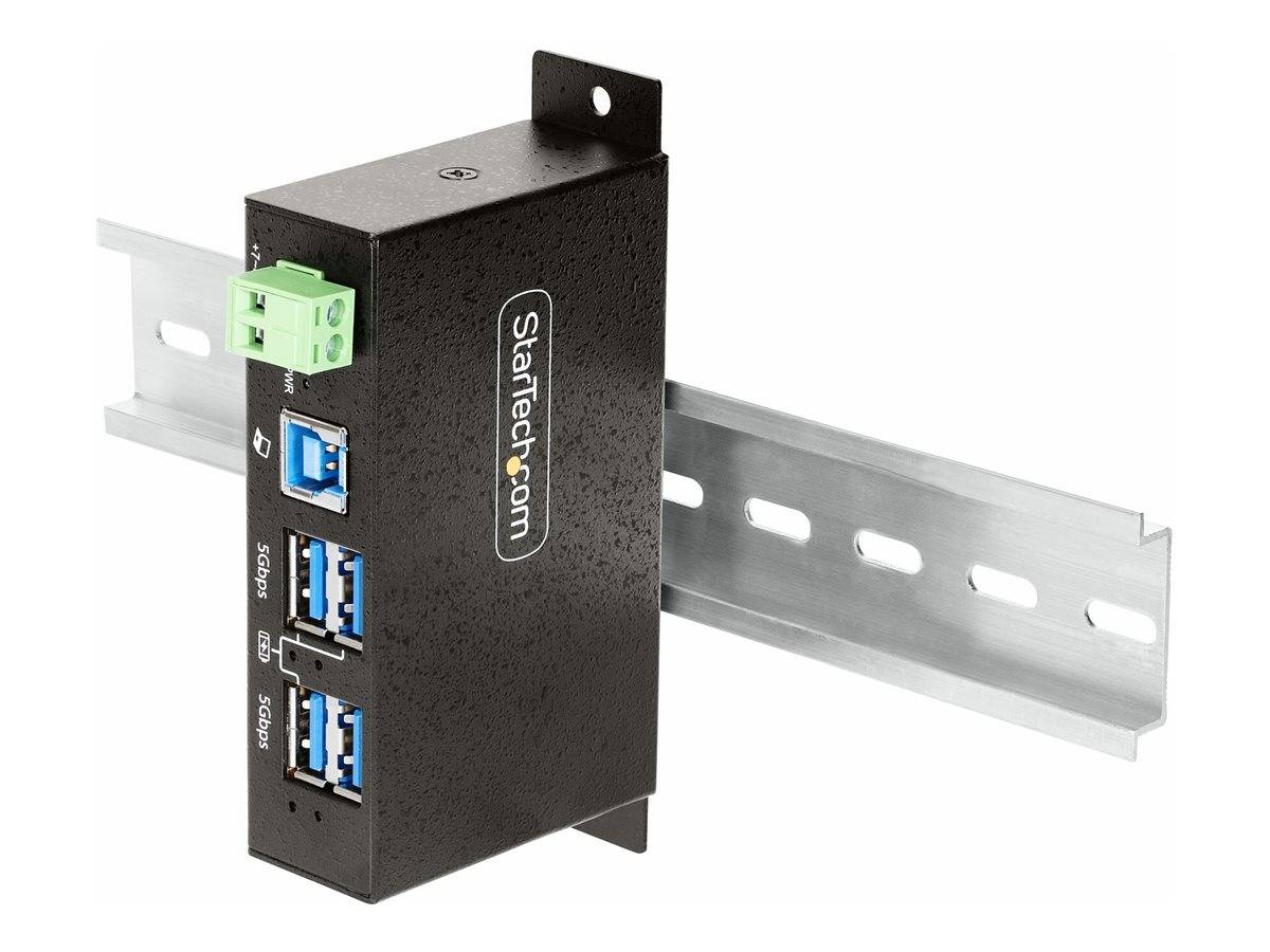 StarTech.com 4-Port Managed USB Hub with 4x USB-A, Heavy Duty with Metal Industrial Housing, ESD & Surge Protection, Wal
