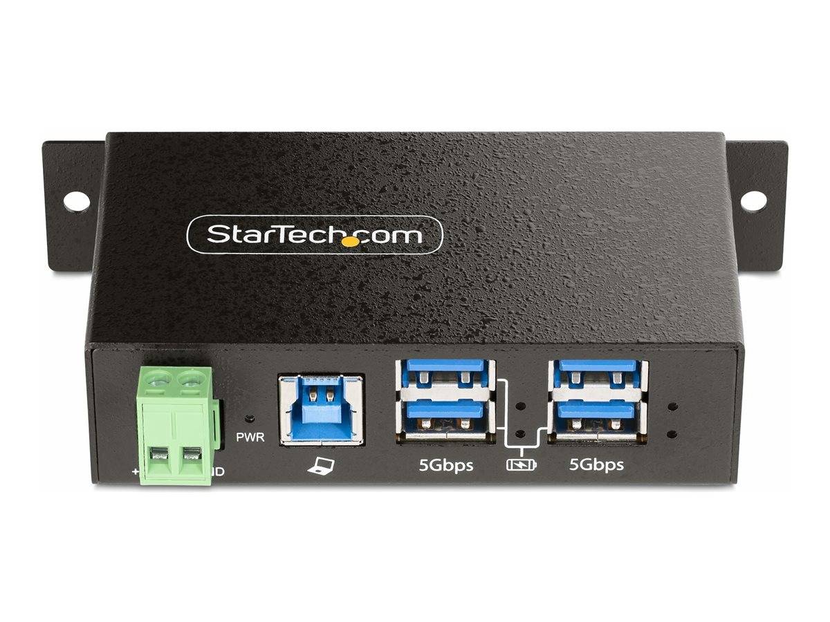 StarTech.com 4-Port Managed USB Hub with 4x USB-A, Heavy Duty with Metal Industrial Housing, ESD & Surge Protection, Wal