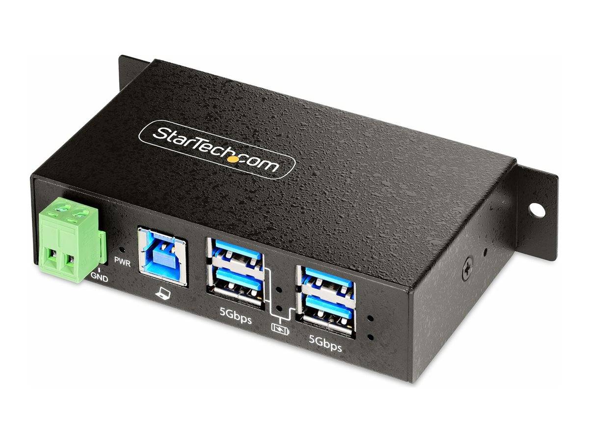 StarTech.com 4-Port Managed USB Hub with 4x USB-A, Heavy Duty with Metal Industrial Housing, ESD & Surge Protection, Wal