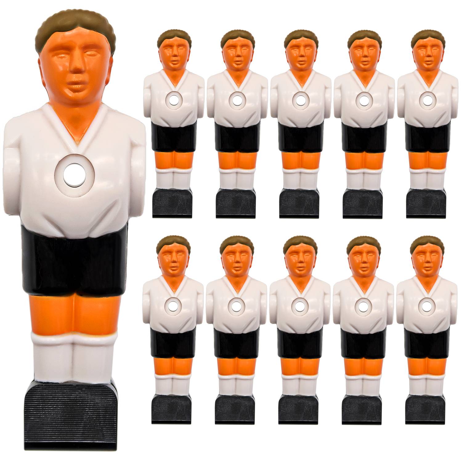 11 Tischkicker Figuren 13mm - Deutschland Weiß Schwarz - Tisch Fussball Kicker