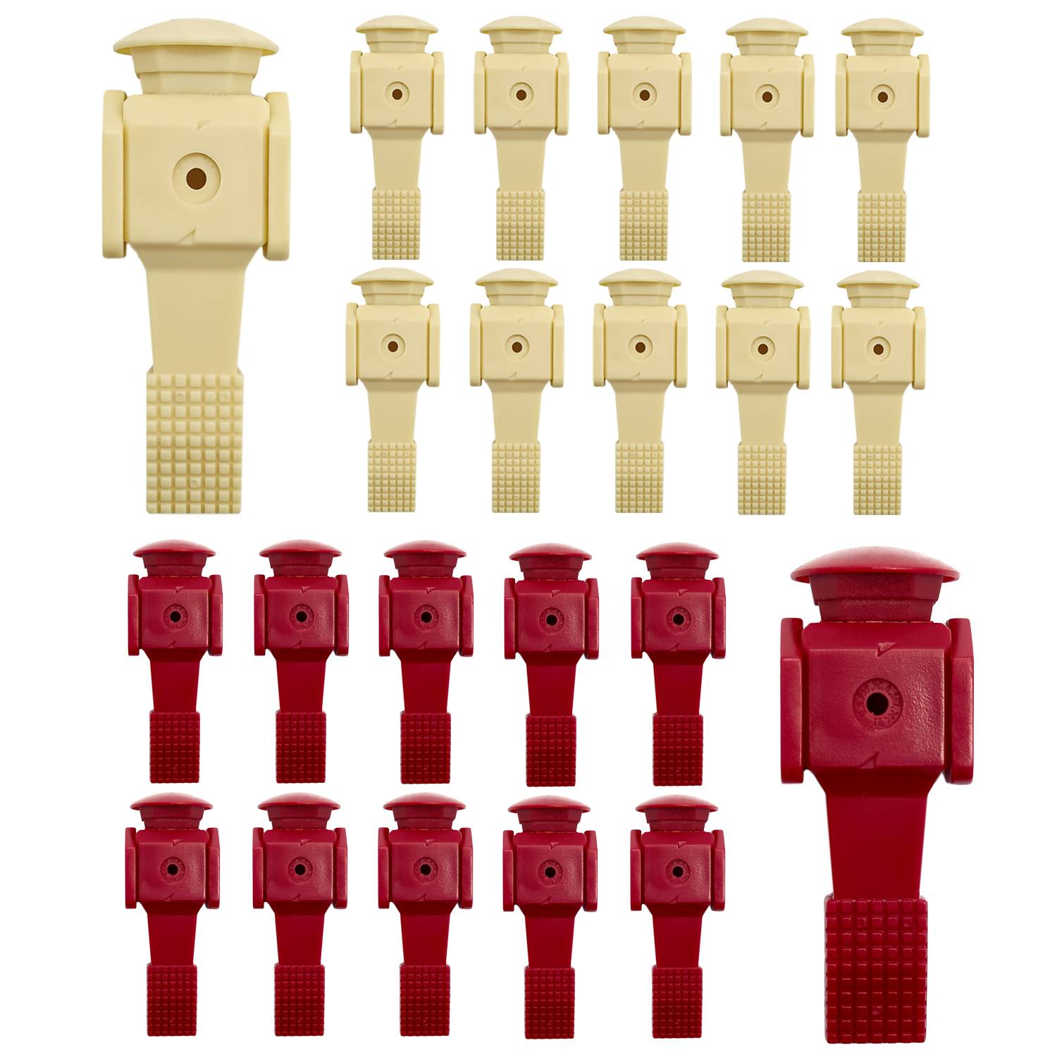 22 Outdoor Tischkicker Figuren 16mm - Beige Rot - Tisch Fussball Kicker Figuren