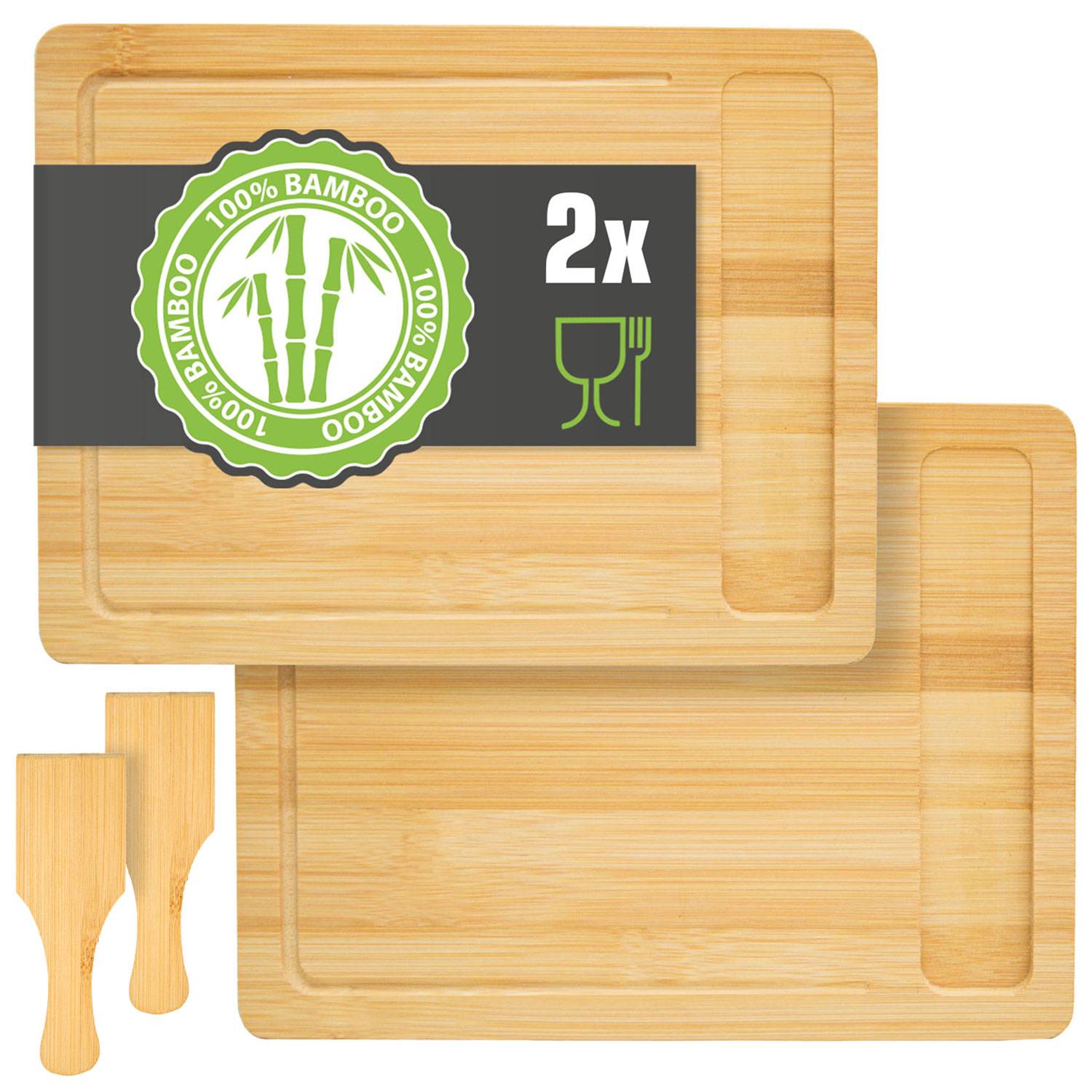2 Personen Raclette Teller Set Holz - 30x22cm Pfännchen Untersetzer mit Spachtel