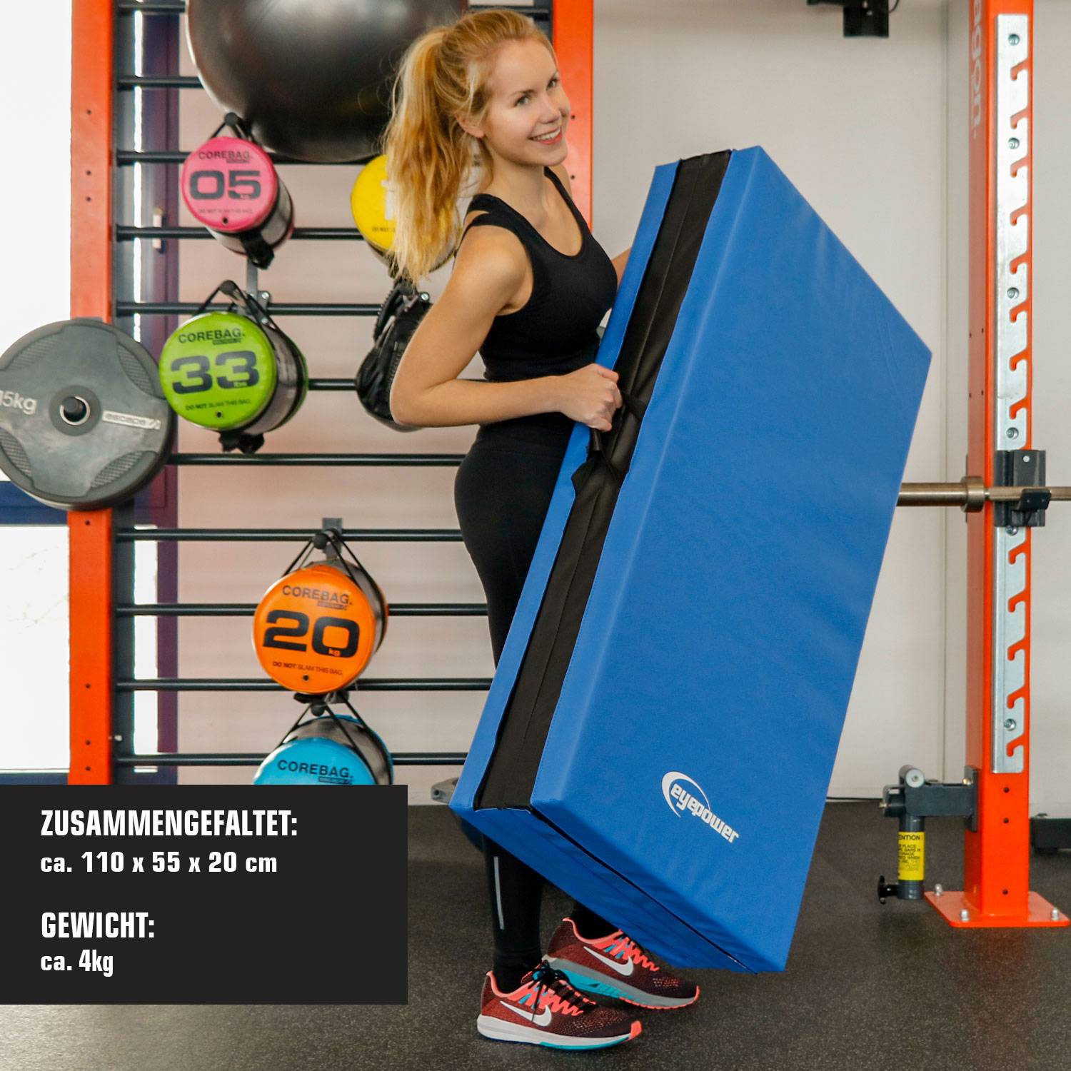 XXL Weichbodenmatte 220x110x5cm - Faltbare Turnmatte