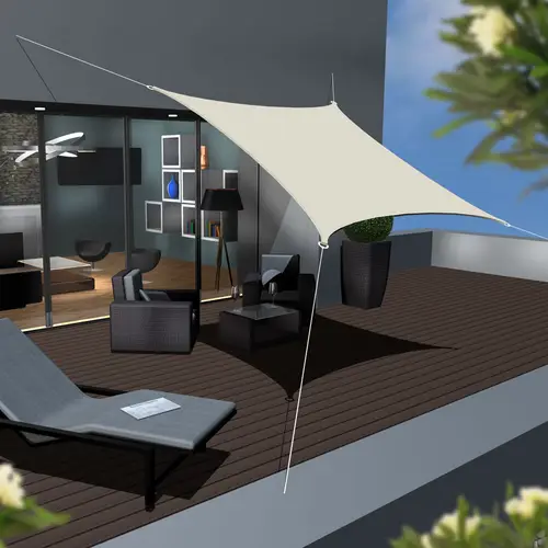 UPF50+ Sonnensegel 3x3 Polyester Quadratisch Wasserabweisend Garten Balkon Beige UPF50+ Sonnensegel 3x3 Polyester Quadratisch Wasserabweisend Garten Balkon Beige