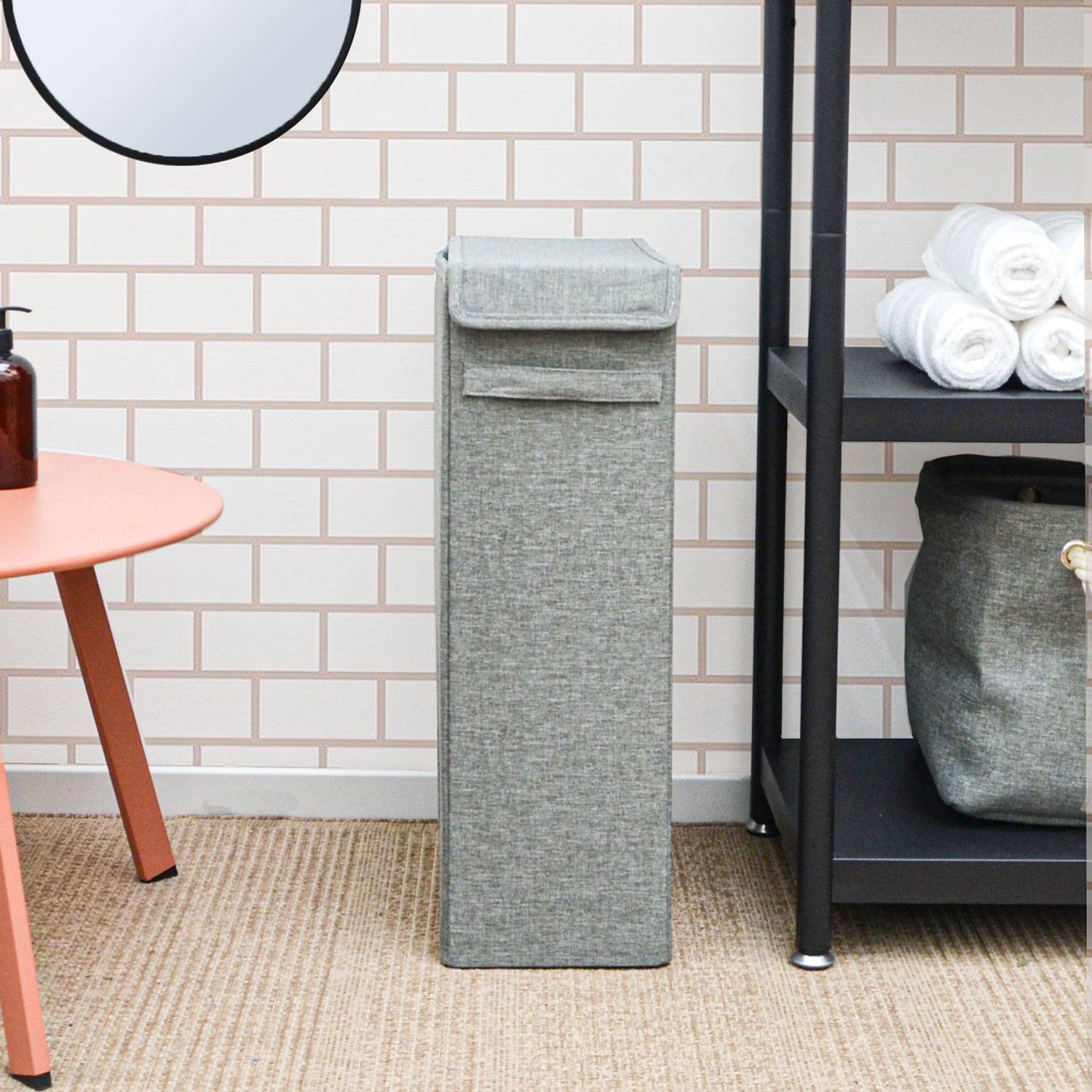 50L Wäschekorb mit Deckel - 20x40x60 Wäschesammler Schmal - Wäsche Nischenregal