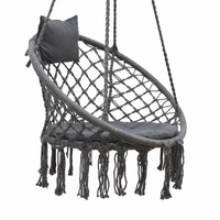Hängesessel mit Kissen bis 120 kg - 80 cm Korbschaukel Rund Indoor Outdoor Grau Hängesessel mit Kissen bis 120 kg - 80 cm Korbschaukel Rund Indoor Outdoor Grau